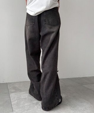 WEGO スターモチーフオーバーダイバギーパンツ ブラック