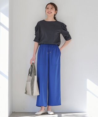 ANY シルケットスムース ツイストタックスリーブトップス チャコール