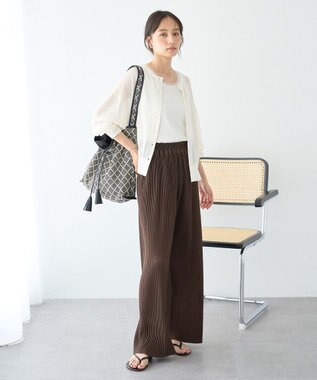 earth music&ecology 【セルフカット可能】カットリブイージーパンツ Brown