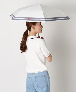 MOONBAT POLO RALPH LAUREN（ポロ ラルフローレン） 晴雨兼用日傘 ボーダー 遮光率100% 遮熱 UV 晴雨兼用 オフホワイト