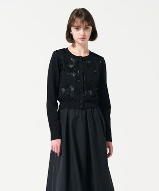 GRACE CONTINENTAL サテンコードニットカーディガン ブラック