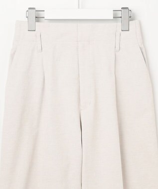 23区 【セットアップ対応/洗える】コットンリネン オックスストレッチ ワイド パンツ アイボリー系