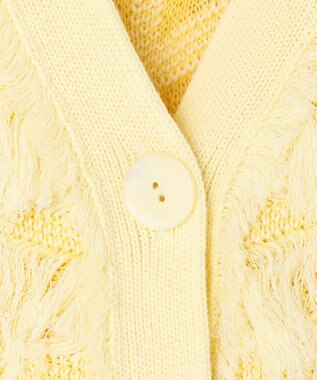 自由区 【カトリエムブーケ】Cardigan tout doux フリンジカーディガン イエロー