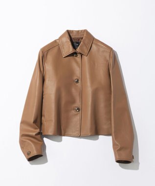 23区 L ラムレザー ステンカラー ジャケット キャメル系