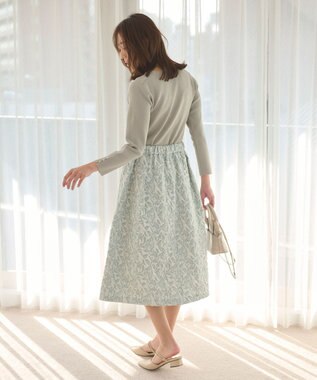Feroux 【セットアイテム】ニット×ジャガードスカート セット ライトグリーン系