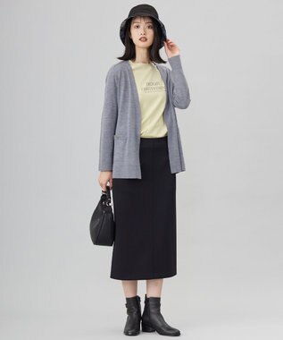 J.PRESS LADIES S 【洗える】KNIT BASIC ロングカーディガン トップグレー系