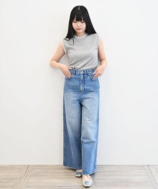 woadblue 【157】Long Rise Wide Pants デニムパンツ MIDBLUE