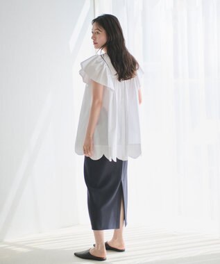 #Newans 【イージーケア】スカラップヘムチュニックブラウス ホワイト系