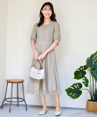 Tiaclasse 【洗える】シフォンワンピース グレー