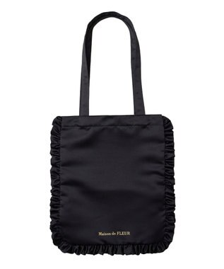 Maison de FLEUR EC限定フリルサテントートバッグ Black