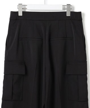 ICB L 【スマートバック仕様・洗える】ストレッチダブルサテン カーゴパンツ ブラック系
