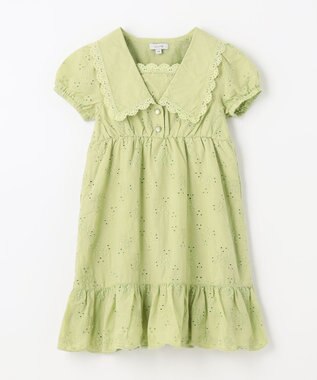 ANY KIDS エンブロイダリー レース ワンピース ライム