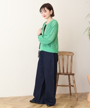 AMERICAN HOLIC 【先行予約】ジップアップメッシュニットカーディガン【WEB限定カラー有り】 Green