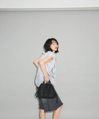 Green Parks ノースリーブストライプフリルブラウス Light Gray