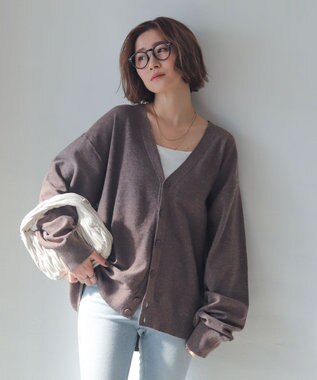 WEGO 【WEB限定/2025年秋冬新作//洗濯可/MLサイズ展開/ユニセックス着用ITEM】ドロップショルダーカーディガン ブラウン
