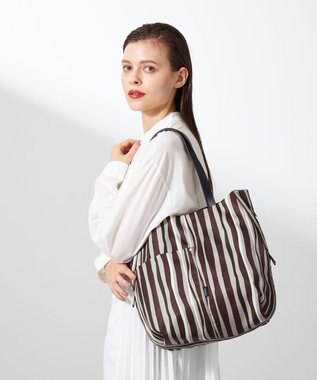 Y'SACCS 【ムック本掲載】ドローイングストライプ　トートバッグ ワイン