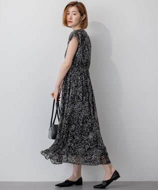 23区 S 【洗える】アンティークフラワープリント ワンピース ブラックベース