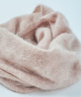 AND WOOL 【ファー加工】カシミヤ100％のスヌード ピンク