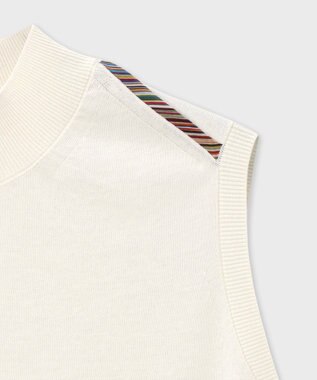 Paul Smith パイピングストライプ ノースリーブ ニット オフホワイト