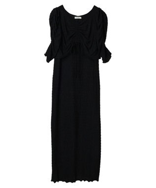 earth music&ecology やわらかカットソーレイヤード見えワンピース Black