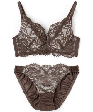 San-ai Resort（三愛水着楽園） 【WEB限定】【northerly bra 楽ちんフィットシリーズU字】 フリルレースブラショーツセット B～Fカップ 【northerly】 グレー