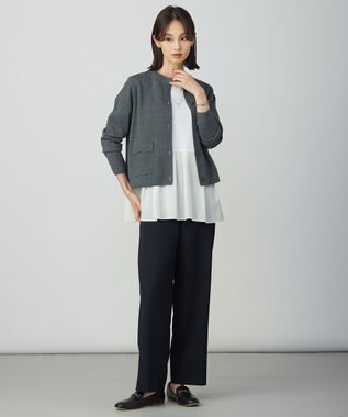 J.PRESS LADIES WORETED WOOL BLEND カーディガン グレー系