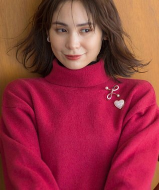 組曲 L 【2WAY・WEB限定】ウールカシミヤミックス ハイネックニット ザクロ系