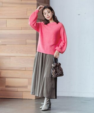 ANY 【洗える】カシミヤブレンドガーターニット ピンク