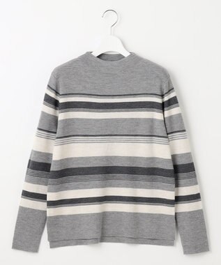 J.PRESS LADIES 【洗える】MULTI PITCH STRIPE ボーダー ニット ライトグレー系1