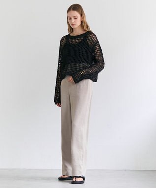 BEIGE， 【洗える】BROIS / コットンシャツテールタンクトップ Black