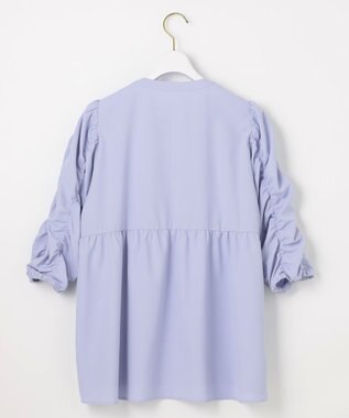 ANY SIS 【洗える】ギャザースリーブ ブラウス ライトブルー