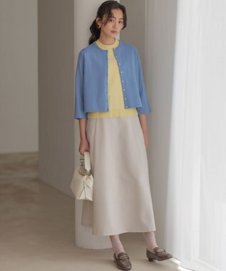 組曲 S マイラックカラー 6分袖 ニット レモンクリーム系