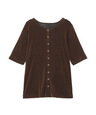 earth music&ecology フロッキーチュールカーディガン Brown