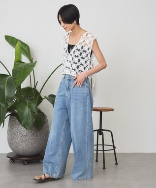 AMERICAN HOLIC 【選べる丈】アートレースベスト Off White