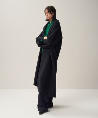 ATON BABY ALPACA | ロングテーラードコート NAVY