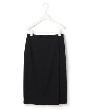 ICB 【洗える】37.5TRストレッチ ラップ風スカート ブラック系