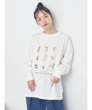 earth music&ecology アソートアニマルプリントロンＴｅｅ Brown