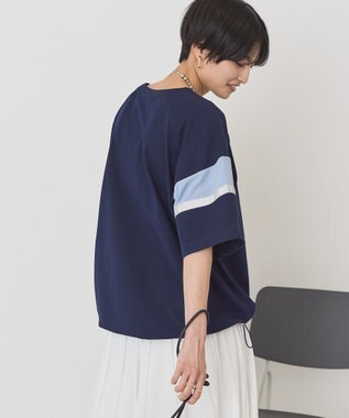 AMERICAN HOLIC 異素材ラインプルオーバー Navy