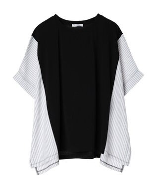 Green Parks 異素材脇切り替えドッキングプルオーバー Black