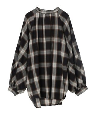 AMERICAN HOLIC ＳＥＴ　ボリュームスリーブシャツ＋ニットベスト Check Black