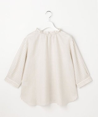 ANY SIS L 【2WAY】スムージーポリエステル フリルネック ブラウス オフストライプ