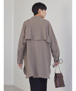 AMERICAN HOLIC バンドカラーフリルシャツチュニック Mocha