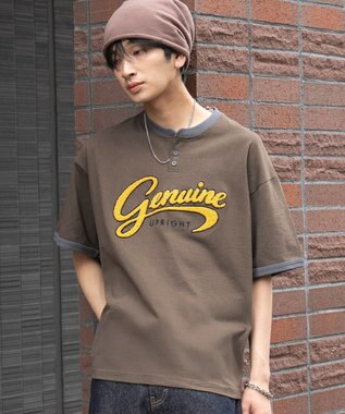 WEGO 【機能T/ユニセックス着用ITEM/MLサイズ展開】接触冷感グラフィックヘンリーBIG　T（SS） ブラウン