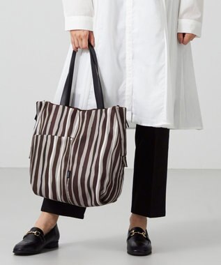 Y'SACCS 【ムック本掲載】ドローイングストライプ　トートバッグ ワイン