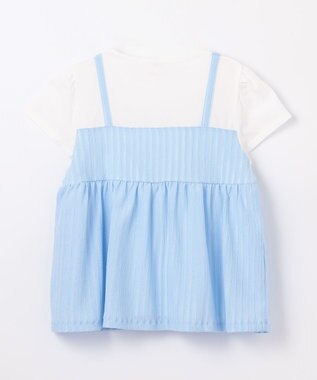 組曲 KIDS 【110-140㎝】レースカットソーコンビ チュニック サックスブルー系