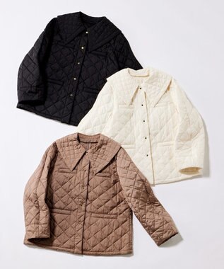 組曲 S 【洗える・中綿】2WAYキルト コート パールホワイト系