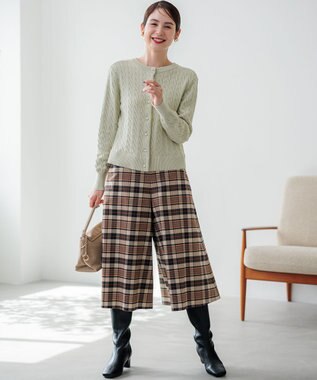 組曲 【WEB限定】ウールライクストレッチ フレアパンツ ベージュ系3