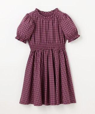 組曲 KIDS 【110-140㎝】チェック ワンピース ラズベリー系3