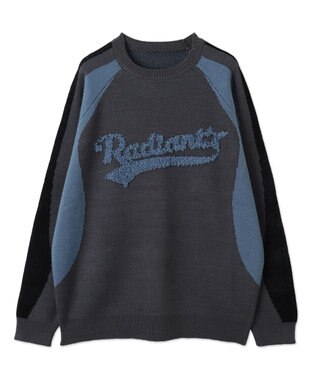 WEGO サガラロゴ配色BIGニットプルオーバー サックス