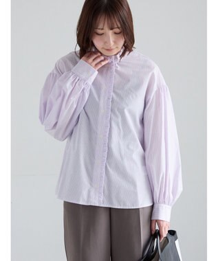 Te chichi パターンアソートスタンドフリルブラウス ラベンダー